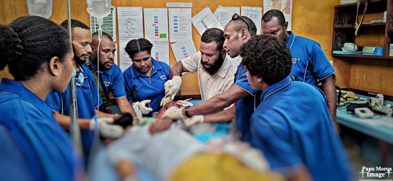 Medical team working to save lives